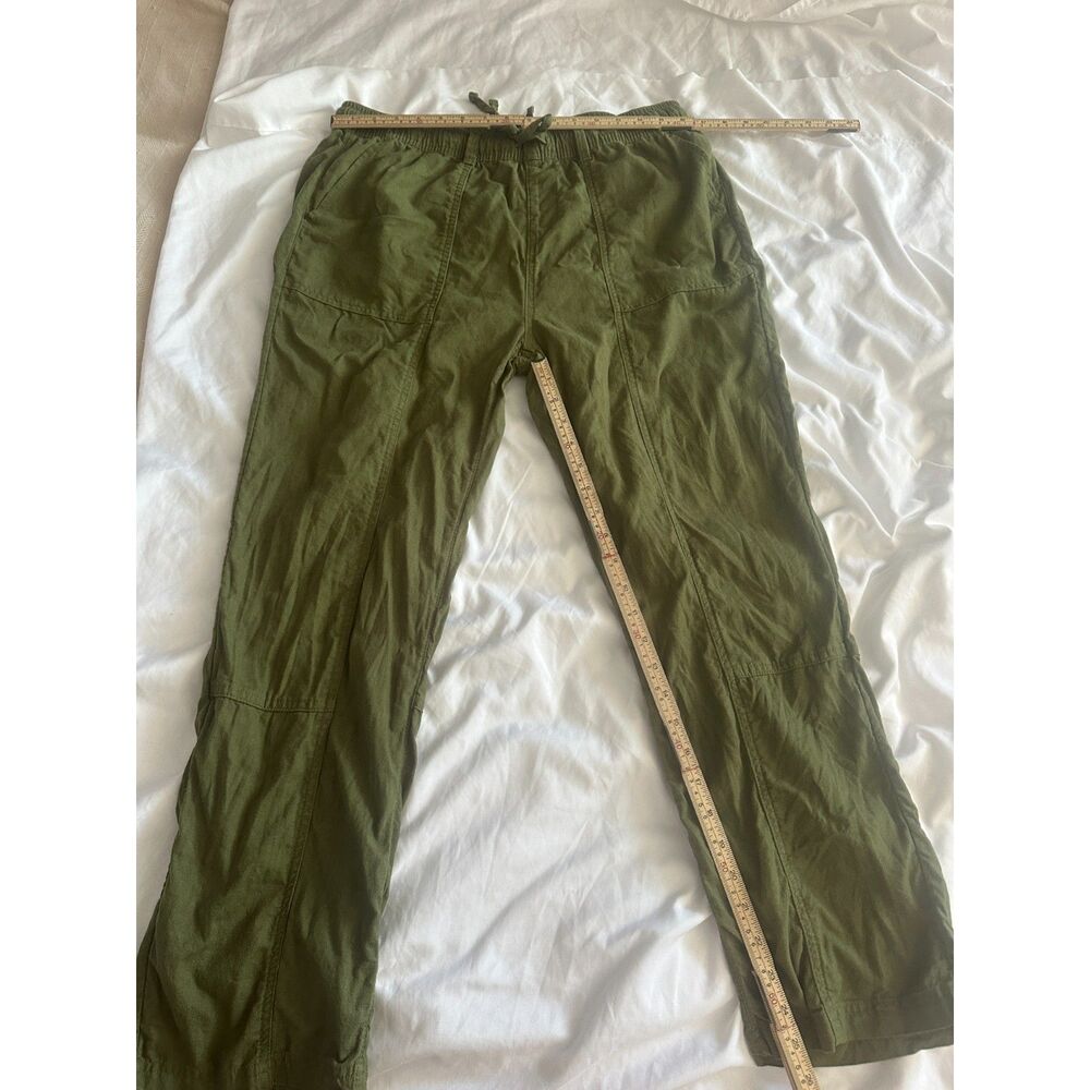 Time and Tru Linen Blend Pants Women M Olive Green Pull On Wide Leg Casual Boho - Picture 9 of 9